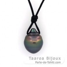 Collier en Cuir et 1 Perle de Tahiti Cercle B 10.9 mm