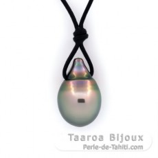 Collier en Cuir de Kangourou et 1 Perle de Tahiti Semi-Baroque B 11.6 mm