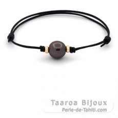 Bracelet en Cuir de Kangourou et 1 Perle de Tahiti Semi-Baroque A 10.3 mm