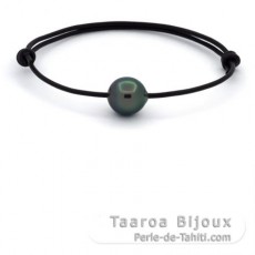 Bracelet en Cuir et 1 Perle de Tahiti Semi-Baroque B 11.5 mm