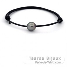 Bracelet en Cuir et 1 Perle de Tahiti Semi-Baroque A 10.3 mm