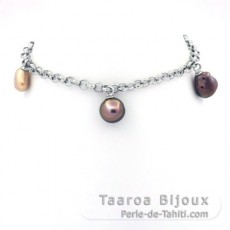 Bracelet en Argent et 5 Keishis de Tahiti de 5  8 mm