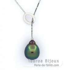 Collier en Argent et 1 Perle de Tahiti Cercle B+ 10.2 mm