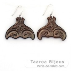 Boucles d'oreilles en Nacre de Tahiti et Argent .925 Rhodi