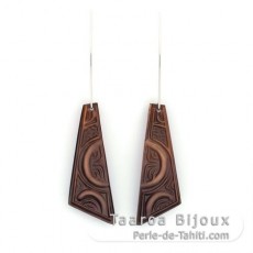 Boucles d'oreilles en Nacre de Tahiti et Argent .925 Rhodi