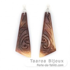Boucles d'oreilles en Nacre de Tahiti et Argent .925 Rhodié
