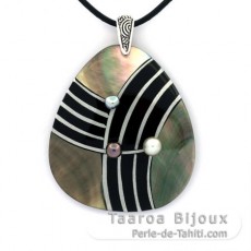 Pendentif en Nacre et 3 keishis de Tahiti