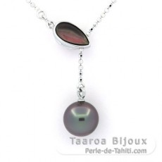 Collier en Argent et 1 Perle de Tahiti Ronde B 9 mm