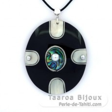 Pendentif en Nacre et 3 keishis de Tahiti