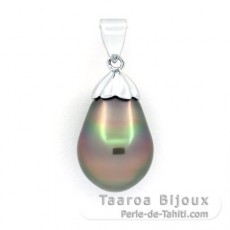 Pendentif en Argent et 1 Perle de Tahiti Semi-Baroque B 11.2 mm