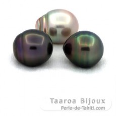 Lot de 3 Perles de Tahiti Cerclées C de 12.6 à 12.8 mm