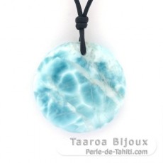 Collier en Cuir et 1 Larimar - Diamtre = 24 mm - 8 gr