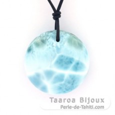 Collier en Cuir et 1 Larimar - Diamtre = 26.4 mm - 13.7 gr