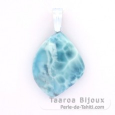 Pendentif Clip en Argent et 1 Larimar - 35 x 27 x 9 mm - 13.5 gr