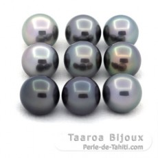 Lot de 9 Perles de Tahiti Rondes C de 10.6 à 10.9 mm