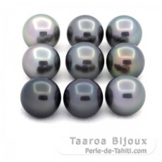 Lot de 9 Perles de Tahiti Rondes C de 10.6  10.9 mm