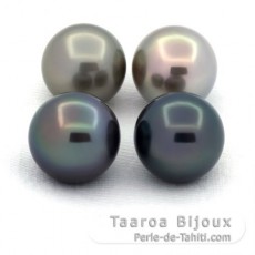Lot de 4 Perles de Tahiti Rondes C de 10.6 à 10.9 mm