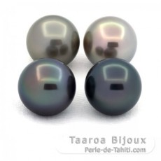 Lot de 4 Perles de Tahiti Rondes C de 10.6  10.9 mm