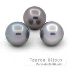 Lot de 3 Perles de Tahiti Rondes C de 11.1 à 11.2 mm