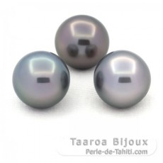 Lot de 3 Perles de Tahiti Rondes C de 11.1  11.2 mm