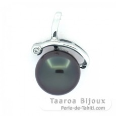 Pendentif en Argent et 1 Perle de Tahiti Semi-Baroque B 10 mm