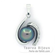 Pendentif en Argent et 1 Perle de Tahiti Semi-Baroque B/C 9 mm