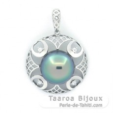 Pendentif en Argent et 1 Perle de Tahiti Semi-Baroque C 11.8 mm