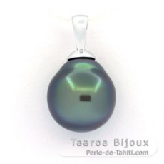 Pendentif en Or blanc 18K et 1 Perle de Tahiti Semi-Baroque B 9.9 mm