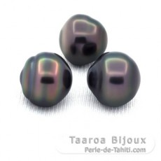 Lot de 3 Perles de Tahiti Cercles D de 12.9  13.2 mm