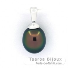 Pendentif en Argent et 1 Perle de Tahiti Semi-Baroque A 7.6 mm