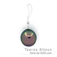 Pendentif en Argent et 1 Perle de Tahiti Semi-Baroque B/C 11.6 mm