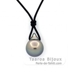 Collier en Cuir et 1 Perle de Tahiti Semi-Baroque A 11 mm