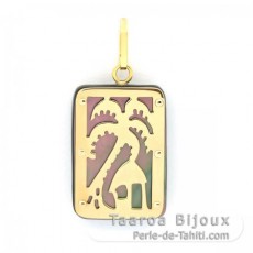 Pendentif en Or 18K et Nacre de Tahiti - Dimensions = 18 X 12 mm - Motu