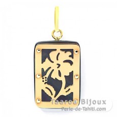 Pendentif en Or 18K et Nacre de Tahiti - Dimensions = 18 X 12 mm - Hibiscus