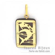 Pendentif en Or 18K et Nacre de Tahiti - Dimensions = 18 X 12 mm - Requin