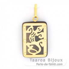 Pendentif en Or 18K et Nacre de Tahiti - Dimensions = 18 X 12 mm - Margouillat