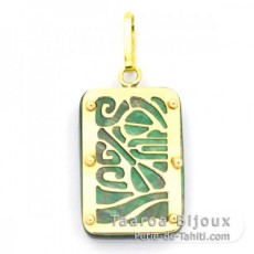 Pendentif en Or 18K et Nacre de Tahiti - Dimensions = 18 X 12 mm - Piroguier