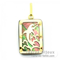 Pendentif en Or 18K et Nacre de Tahiti - Dimensions = 18 X 12 mm - Dauphin