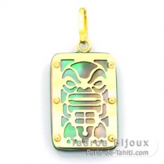Pendentif en Or 18K et Nacre de Tahiti - Dimensions = 18 X 12 mm - Mana