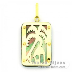 Pendentif en Or 18K et Nacre de Tahiti - Dimensions = 24 X 16 mm - Motu