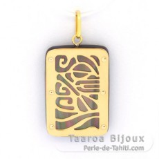 Pendentif en Or 18K et Nacre de Tahiti - Dimensions = 24 X 16 mm - Piroguier