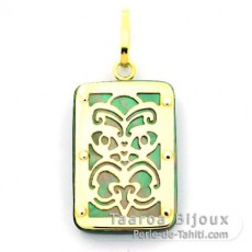 Pendentif en Or 18K et Nacre de Tahiti - Dimensions = 24 X 16 mm - Virilit