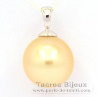 Pendentif en Or blanc 18K et 1 Perle d'Australie Ronde B 11 mm