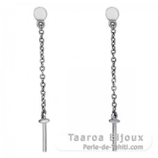 Boucles d'oreilles pour perles de 6  11 mm - Argent .925 Rhodi