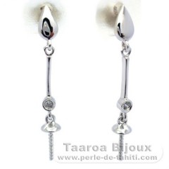 Boucles d'oreilles pour perles de 8 à 10 mm - Argent .925 Rhodié