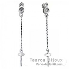 Boucles d'oreilles pour perles de 7.5  10 mm - Argent .925 Rhodi