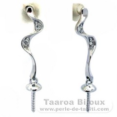 Boucles d'oreilles pour perles de 7 à 11 mm - Argent .925 Rhodié