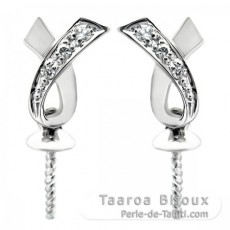 Boucles d'oreilles pour perles de 8  12 mm - Argent .925 Rhodi