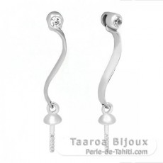 Boucles d'oreilles pour perles de 8  11 mm - Argent .925 Rhodi