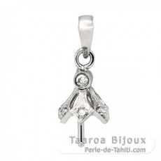 Pendentif en Argent Rhodi pour 1 Perle de 8  14 mm